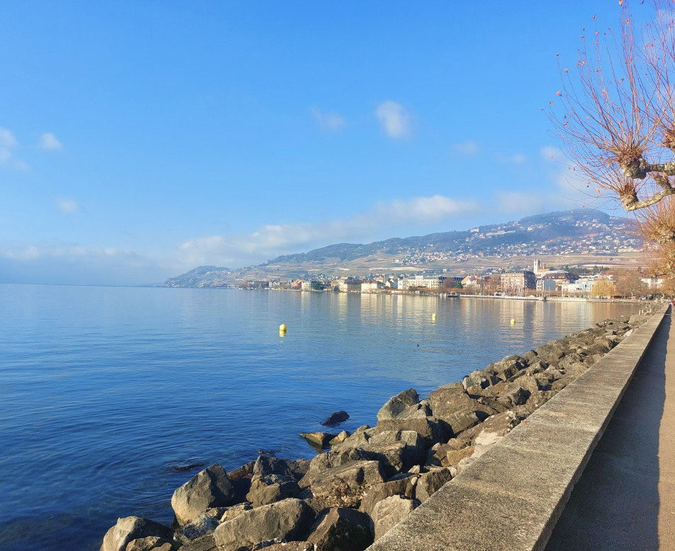 Vue du lac Léman et de La Tour-de-Peilz, région où se situe l’Église Action Biblique Riviera.